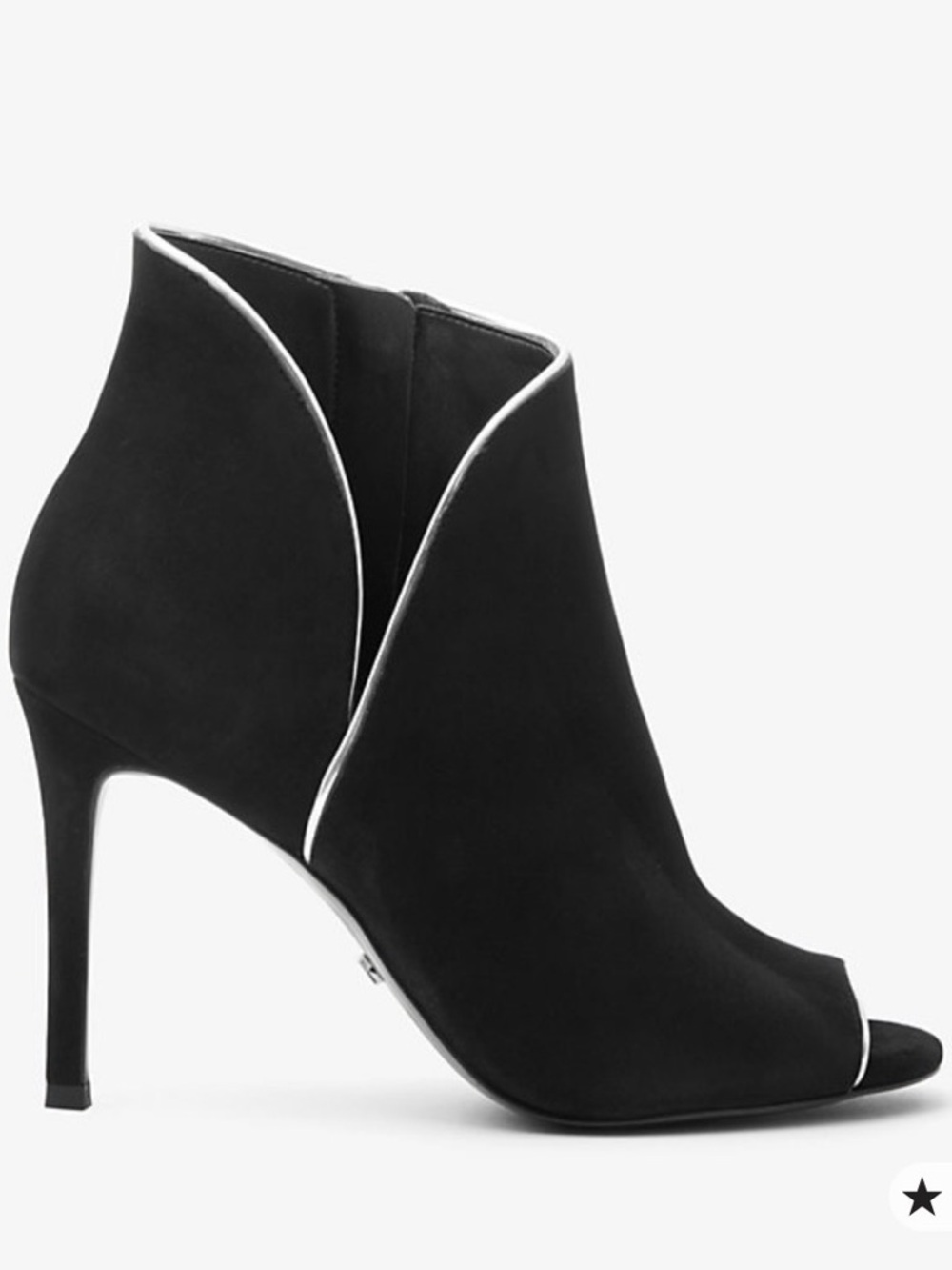 Michael Kors Harper Suede Peep Toe Ankle Boots Black Leather Heel Bootie 5M NEW